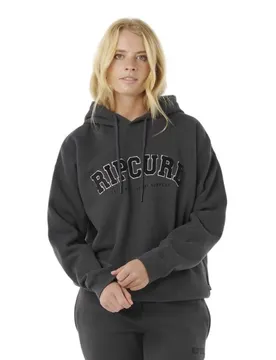 Felpa Con Cappuccio Varsity Washed Black 2XS