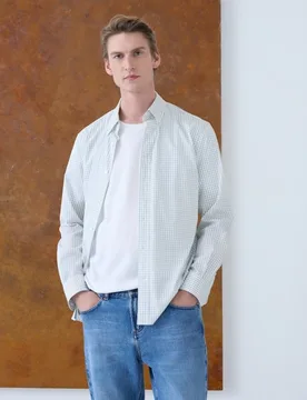 Camisa sport hombre algodon elastano manga larga - Emidio Tucci - FashionsVida