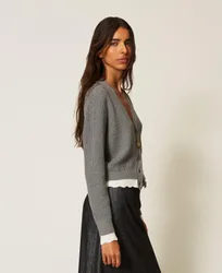 Cardigan avec détails festonnés