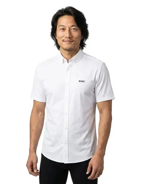 Chemise à Manches Courtes Motion 10263169 Green White L - BOSS - FashionsVida