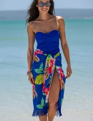 Fringe Trim Multiway Sarong Blue Mix female