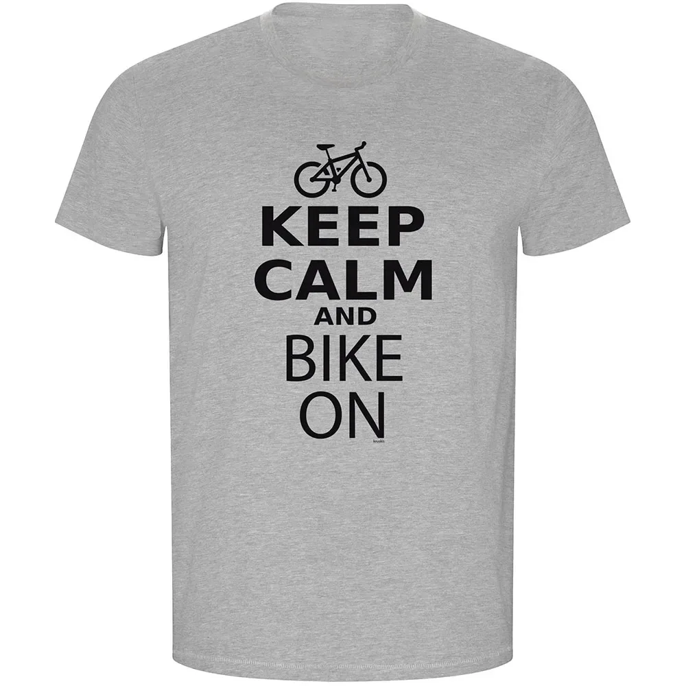 Maglietta A Maniche Corte Keep Calm And Bike On Eco Heather Grey - Kruskis - FashionsVida