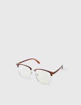 Men's Clear Frame Clubmaster Sunglasses Black Black One Size - boohooMAN - FashionsVida
