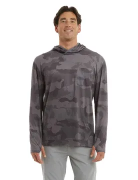 Freespool Brush Camo Uv Hoodie Graphite S Men - PELAGIC - FashionsVida