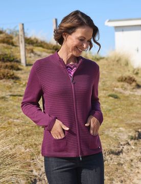 Strukturstrick-Cardigan - Violett - female - Size: 42