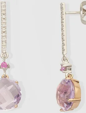 Pendientes Luzz de oro con amatista, turmalina y diamantes - El Corte Inglés - FashionsVida