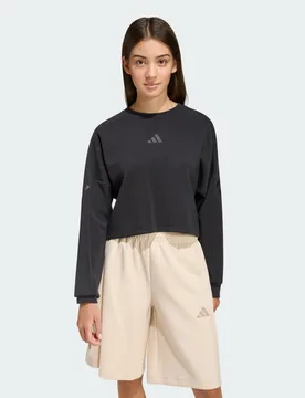 FELPA FUTURE ICONS 3 STRIPES CROPPED 14-15A Black / Black - Adidas - FashionsVida