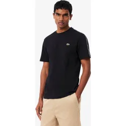 Camiseta de hombre con franja de rayas de la marca en verde de manga corta en verde