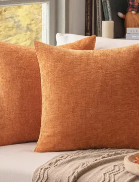 Pieza/2 piezas Funda de cojín decorativo con textura 3D en color naranja calabaza (relleno no incluido), estilo moderno granja acogedor de chenilla c - Shein - FashionsVida