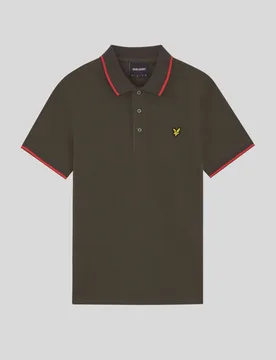 Mens Tipped Polo Shirt - Brown Cotton - Size Large - Lyle & Scott - FashionsVida