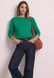 Basic Pullover mit U-Boot-Ausschnitt female Grün