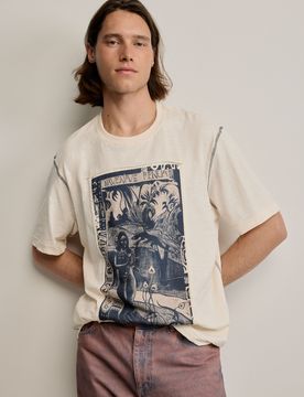 T-shirt imprimé gaugin, , Coton, Blanc, S