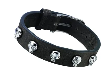 Unisex : "Wraith" Black Leather Watch - Silver - One Size