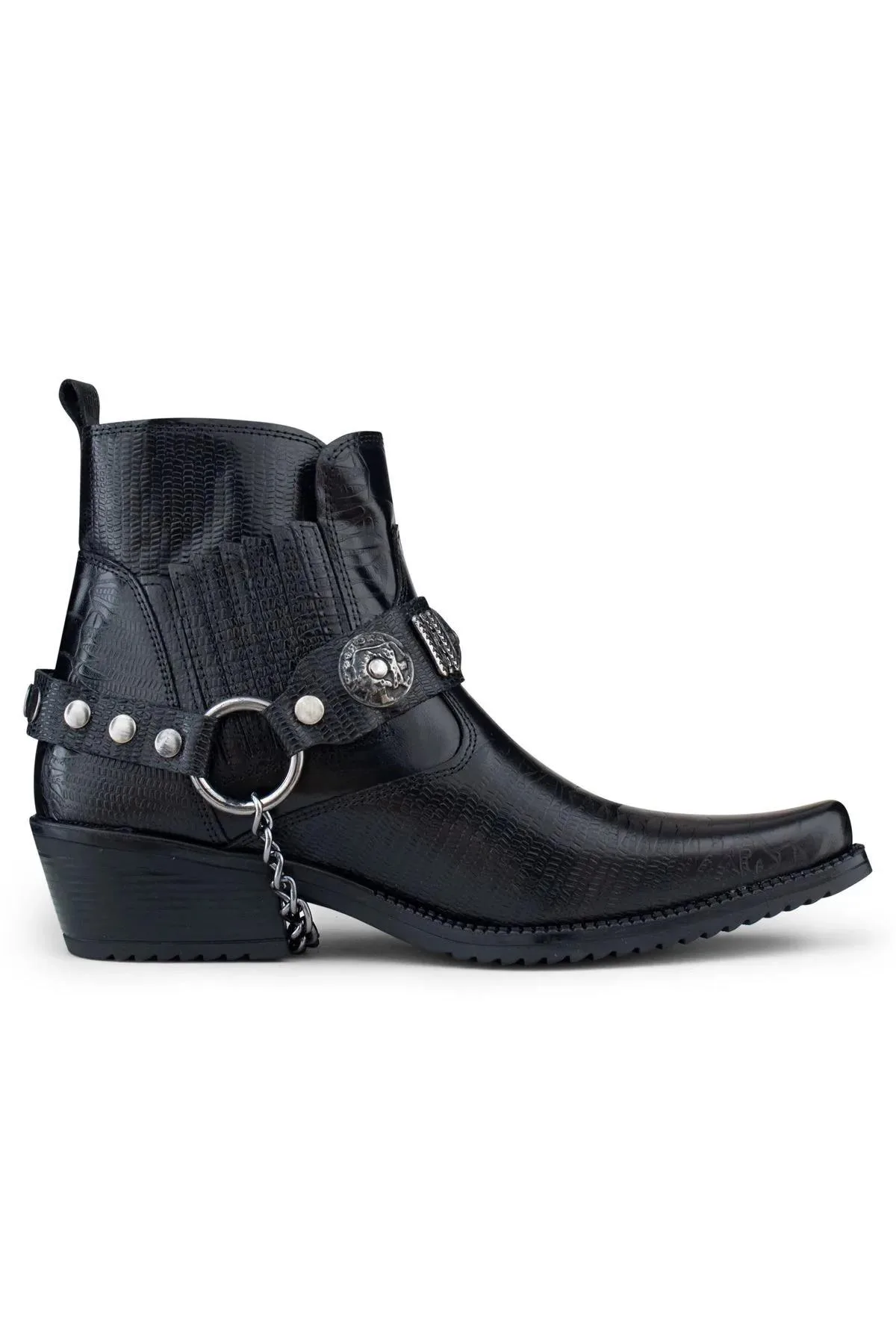 Mens Black Winklepicker Western Gothic Boots - Size Eu 40 - Infinity Leather - FashionsVida