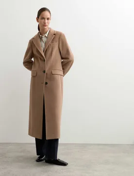 Longline Pure Wool Boyfriend Coat Camel female - Jaeger - FashionsVida