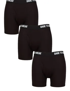 Mens 3 Pack SOCKSHOP Plain and Striped Bamboo Trunks Plain Black L - Black - Size: Large - Dare to wear - FashionsVida