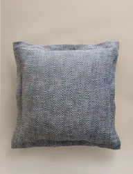 Pure Cotton Herringbone Cushion Slate Blue