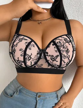 Pieza Sujetador inalámbrico elegante y bordado de talla grande - Shein - FashionsVida