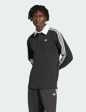 POLO 3 STRIPES RUGBY LONG SLEEVE 2XL Black