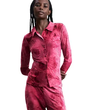 Damen Hemd Fuchsinrot 516579