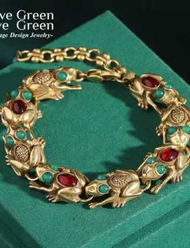 Vintage Jewelry Lucky Toad Bracelets For Women Green Red Agate Antique Gold Color Charm 2025 Accessories Mothers Day Gift New - Aliexpress - FashionsVida