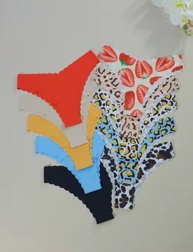 Piezas/paquete - Bragas sin costuras con borde ondulado para mujeres, tela cómoda y sexy amigable con la piel, bragas de bikini sin costuras para dam - Shein - FashionsVida
