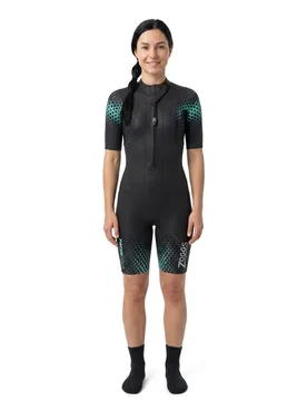 Pacer Tour Woman Short Sleeve Shorty Black / Blue XL Women - Zoggs - FashionsVida