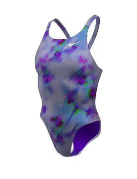 Hydrastrong Multi Print Fastback Swimsuit Court Purple 32 Women - Nike Swim - FashionsVida