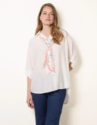 Scarf Viscose Crinkle Shirt - ONE / WHITE - female