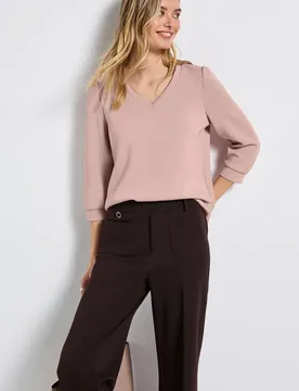 Silk-Look Shirt mit Raffung female Rosa