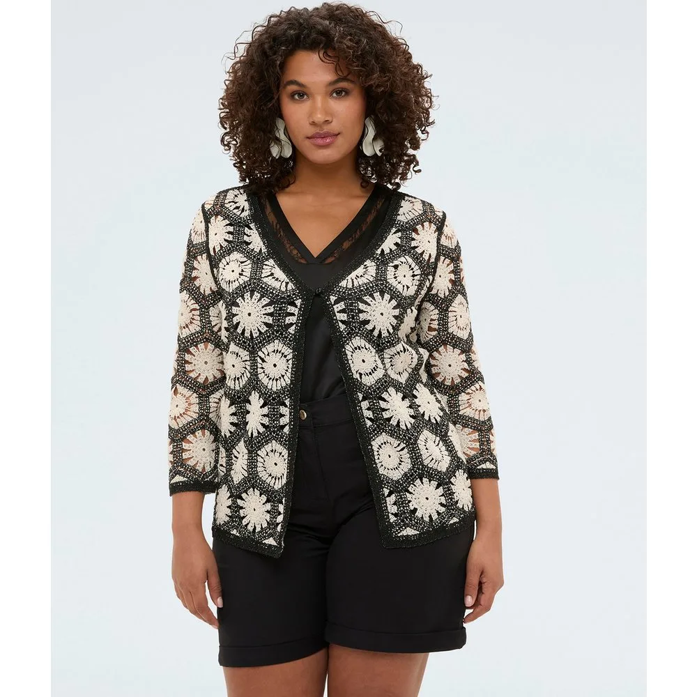 Cardigan de mujer de crochet labor de crochet - Fiorella Rubino - FashionsVida