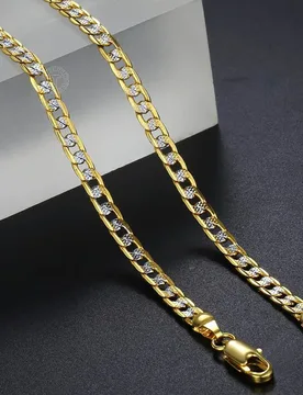 Mm Necklace for Men Women Flat Hammered Curb Chain Cuban Silver Yellow Gold Color Link Mens Womens Necklaces Jewelry - Aliexpress - FashionsVida