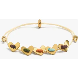 Pulsera de cordón con abalorios decorativos de corazón