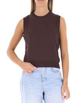Gilet misto viscosa MARRONE UNI