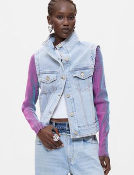 Veste amovible, , Coton, Bleu, XS