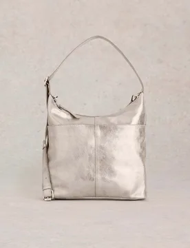 Leather Cross Body Bag Silver female - White stuff - FashionsVida