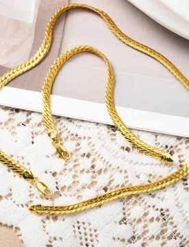 Cuban Chain Jewelry Set 18K Gold Plated Waterproof Choker Necklace Bracelet Hip Hop Stackable Unisex Accessories For Women Men - Aliexpress - FashionsVida