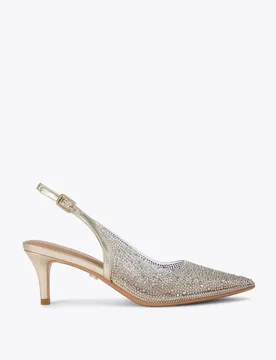 Embellished Stiletto Heel Slingback Shoes Gold female - Carvela - FashionsVida