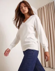 Roman V-Neck Jumper Ivory female
