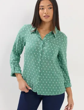 Women's Petite Printed Long Sleeve Shirt in Green Size: 18 - Green - Size: 18 - M&Co - FashionsVida