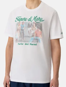 T-shirt bianca con stampa film Sapore di Mare sul petto - MC2 SAINT BARTH - FashionsVida