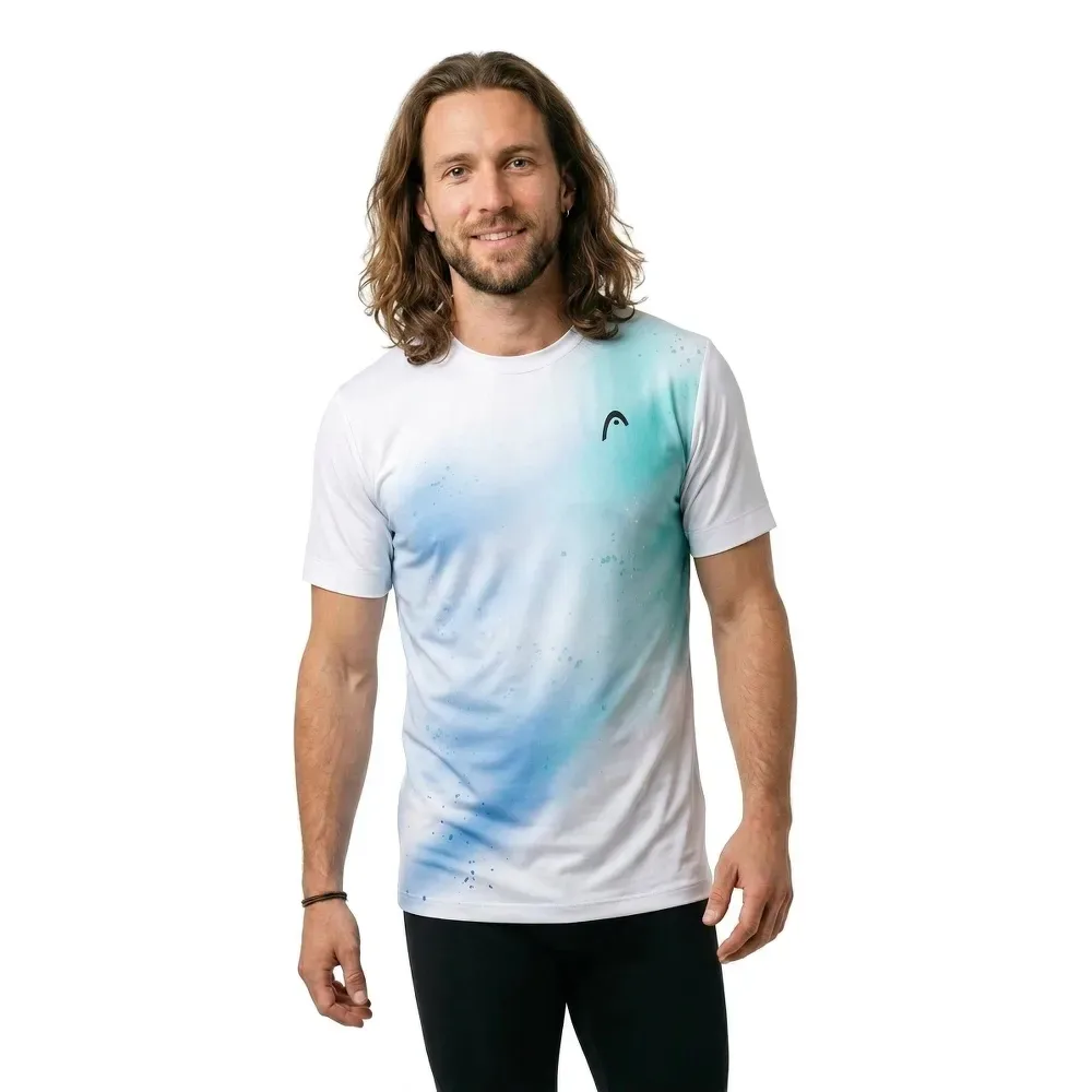 Topspin Short Sleeve T-shirt Turquoise / Print Vision S - Head Racket - FashionsVida