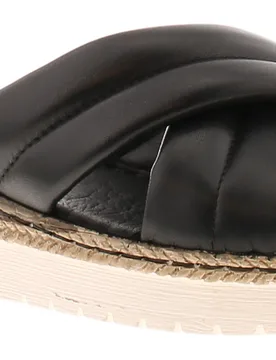 Womens Sandals Wedge Samira Leather Slip On Black Leather (Archived) - Size Uk 6 - Hush puppies - FashionsVida