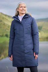 Polar Hybrid Womens Long Down Jacket - Blue - Blue - Size: 8