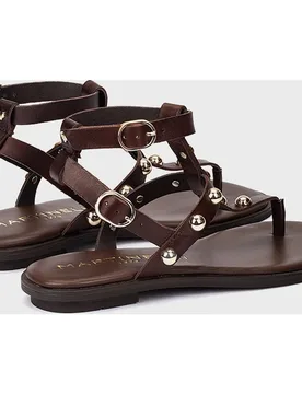 Sandalias planas de mujer de piel con hebilla - Martinelli - FashionsVida