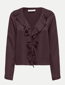 Bluse ONLVINNI mit Rüschenkragen Braun M