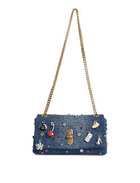 Mini Borsa A Doppia Catena In Denim