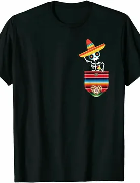 Funny Calaca Blanket Pocket Serape Mexican Gift T-Shirt. Summer Cotton O-Neck Short Sleeve Mens T Shirt New S-3XL - Aliexpress - FashionsVida