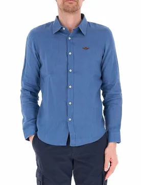 Camicia in lino AZZURRO OXFORD L - Aeronautica Militare - FashionsVida