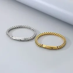 Punk Vintage 6MM Stainless Steel Wheat Curb Link Chain Bracelets for Men Male Wristband Male Jewelry Gifts